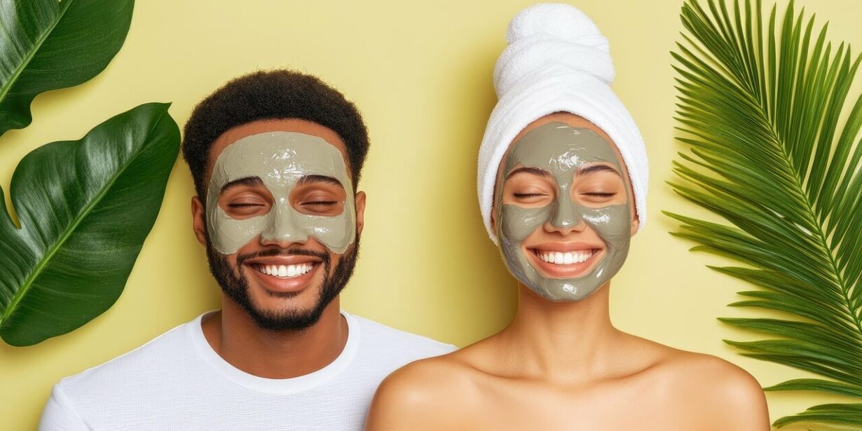 coppia-ha-maschera-verde-sul-viso
