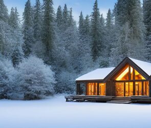 casetta-legno-illuminata-nella-foresta-innevata